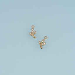 Crystal Leaf Branch Pendant,14K Gold Dainty Botanical Charm DIY Charm for Necklace Bracelet Making