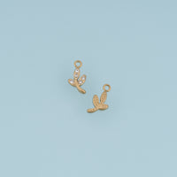 Crystal Leaf Branch Pendant,14K Gold Dainty Botanical Charm DIY Charm for Necklace Bracelet Making