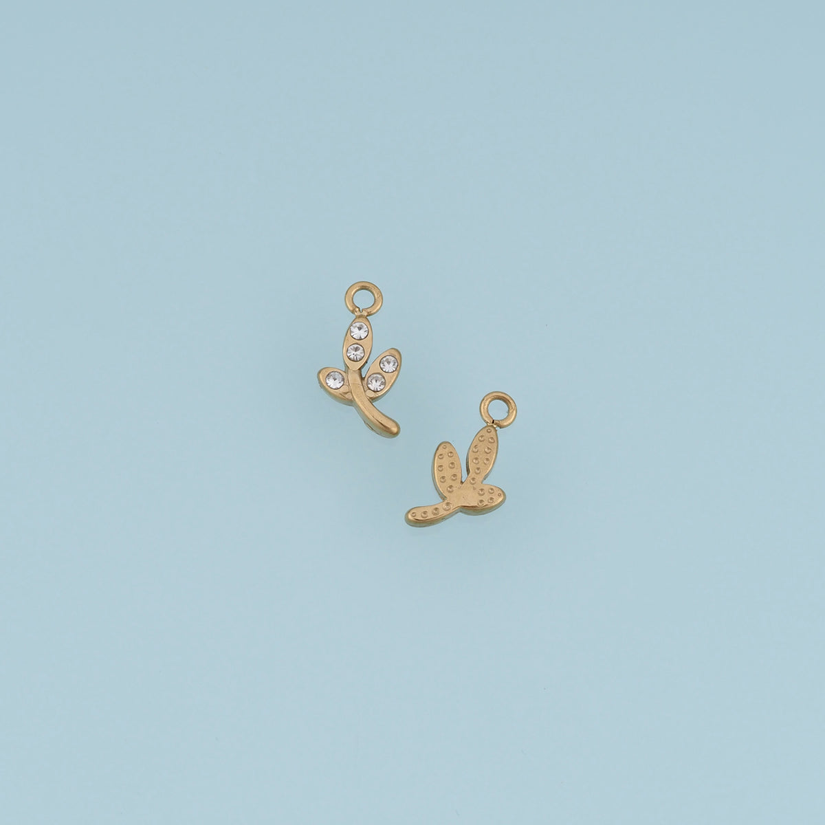 Crystal Leaf Branch Pendant,14K Gold Dainty Botanical Charm DIY Charm for Necklace Bracelet Making