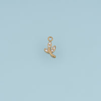 Crystal Leaf Branch Pendant,14K Gold Dainty Botanical Charm DIY Charm for Necklace Bracelet Making