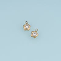 Dainty Flower Crystal Pendant,14K Gold Five Petal Floral Charm DIY Charm for Necklace Bracelet Making