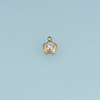 Dainty Flower Crystal Pendant,14K Gold Five Petal Floral Charm DIY Charm for Necklace Bracelet Making