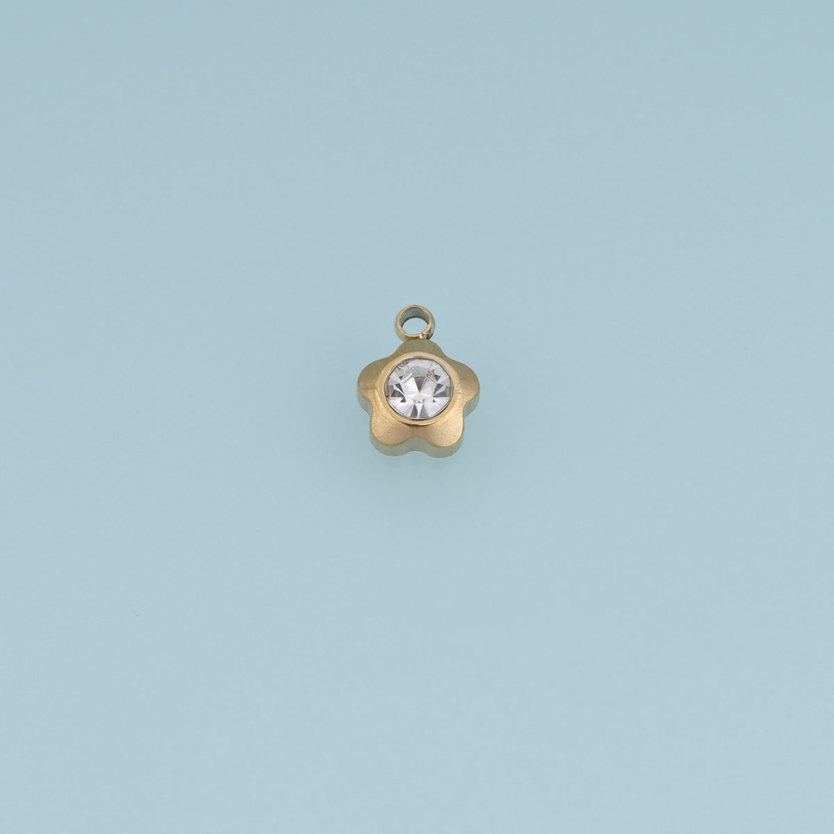 Dainty Flower Crystal Pendant,14K Gold Five Petal Floral Charm DIY Charm for Necklace Bracelet Making
