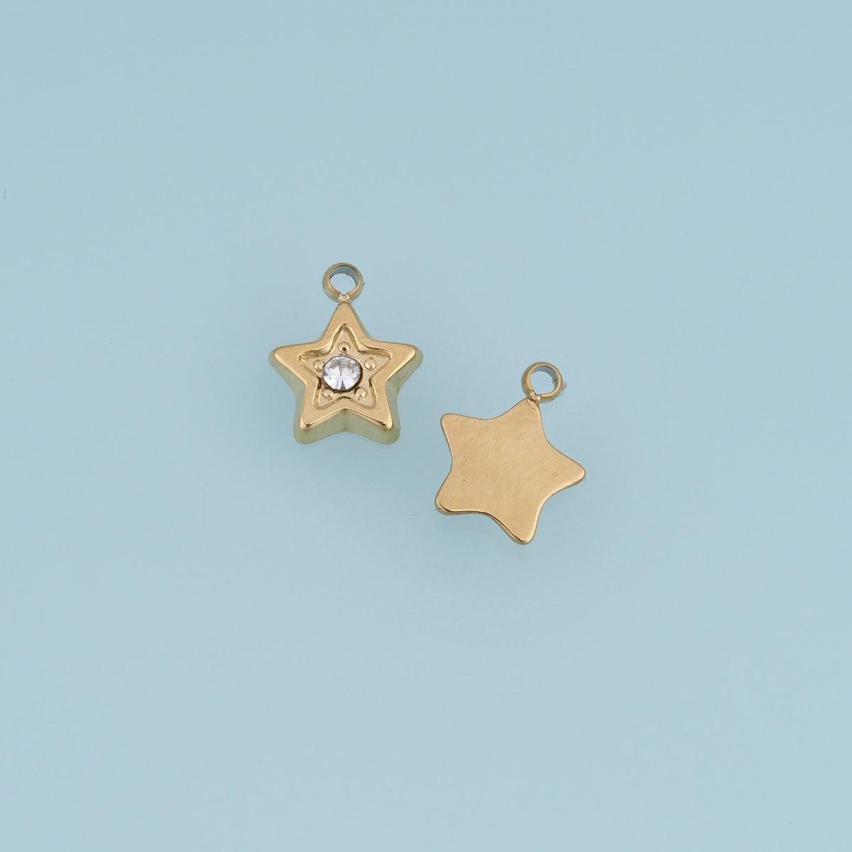 Double Star Crystal Pendant,14K Gold Silver Dainty Rhinestone Star Charm DIY Charm for Necklace Bracelet Making