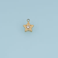 Double Star Crystal Pendant,14K Gold Silver Dainty Rhinestone Star Charm DIY Charm for Necklace Bracelet Making
