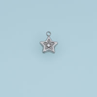 Double Star Crystal Pendant,14K Gold Silver Dainty Rhinestone Star Charm DIY Charm for Necklace Bracelet Making