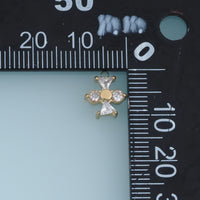 Four Petal Crystal Flower Pendant,14K Gold Pink Clear Geometric Charm DIY Charm for Necklace Bracelet Making