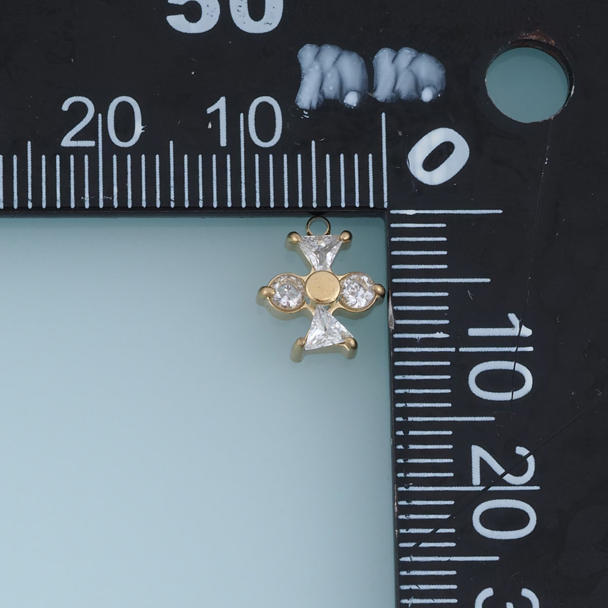 Four Petal Crystal Flower Pendant,14K Gold Pink Clear Geometric Charm DIY Charm for Necklace Bracelet Making