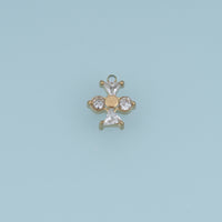 Four Petal Crystal Flower Pendant,14K Gold Pink Clear Geometric Charm DIY Charm for Necklace Bracelet Making