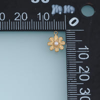 Pearl Daisy Flower Pendant,14K Gold Eight Petal Floral Charm DIY Charm for Necklace Bracelet Making