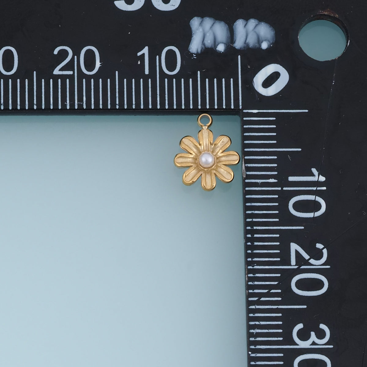 Pearl Daisy Flower Pendant,14K Gold Eight Petal Floral Charm DIY Charm for Necklace Bracelet Making