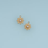 Pearl Daisy Flower Pendant,14K Gold Eight Petal Floral Charm DIY Charm for Necklace Bracelet Making