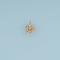 Pearl Daisy Flower Pendant,14K Gold Eight Petal Floral Charm DIY Charm for Necklace Bracelet Making