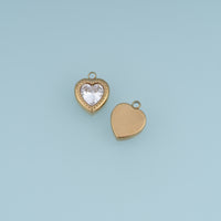 Heart Crystal Pendant,14K Gold Vintage Beaded Edge Heart Charm DIY Charm for Necklace Bracelet Making