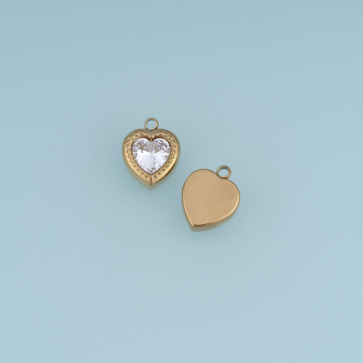 Heart Crystal Pendant,14K Gold Vintage Beaded Edge Heart Charm DIY Charm for Necklace Bracelet Making