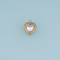 Heart Crystal Pendant,14K Gold Vintage Beaded Edge Heart Charm DIY Charm for Necklace Bracelet Making