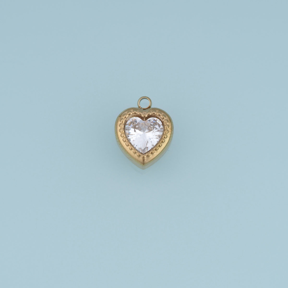 Heart Crystal Pendant,14K Gold Vintage Beaded Edge Heart Charm DIY Charm for Necklace Bracelet Making