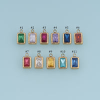 Rectangular Crystal Pendant,14K Gold Colorful Faceted Gemstone Charm DIY Charm for Necklace Bracelet Making