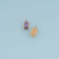 Rectangular Crystal Pendant,14K Gold Colorful Faceted Gemstone Charm DIY Charm for Necklace Bracelet Making
