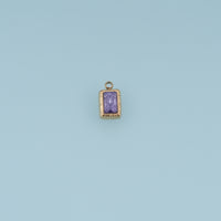 Rectangular Crystal Pendant,14K Gold Colorful Faceted Gemstone Charm DIY Charm for Necklace Bracelet Making