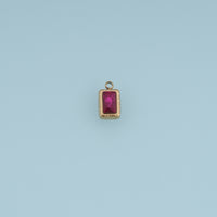 Rectangular Crystal Pendant,14K Gold Colorful Faceted Gemstone Charm DIY Charm for Necklace Bracelet Making