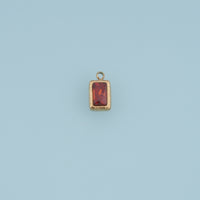 Rectangular Crystal Pendant,14K Gold Colorful Faceted Gemstone Charm DIY Charm for Necklace Bracelet Making