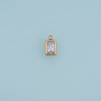 Rectangular Crystal Pendant,14K Gold Colorful Faceted Gemstone Charm DIY Charm for Necklace Bracelet Making