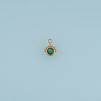 Round Crystal Pendant,14K Gold Silver Colorful Beaded Edge Charm DIY Charm for Necklace Bracelet Making