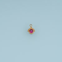 Round Crystal Pendant,14K Gold Silver Colorful Beaded Edge Charm DIY Charm for Necklace Bracelet Making