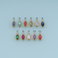Oval Crystal Pendant,14K Gold Colorful Faceted Gemstone Charm DIY Charm for Necklace Bracelet Making