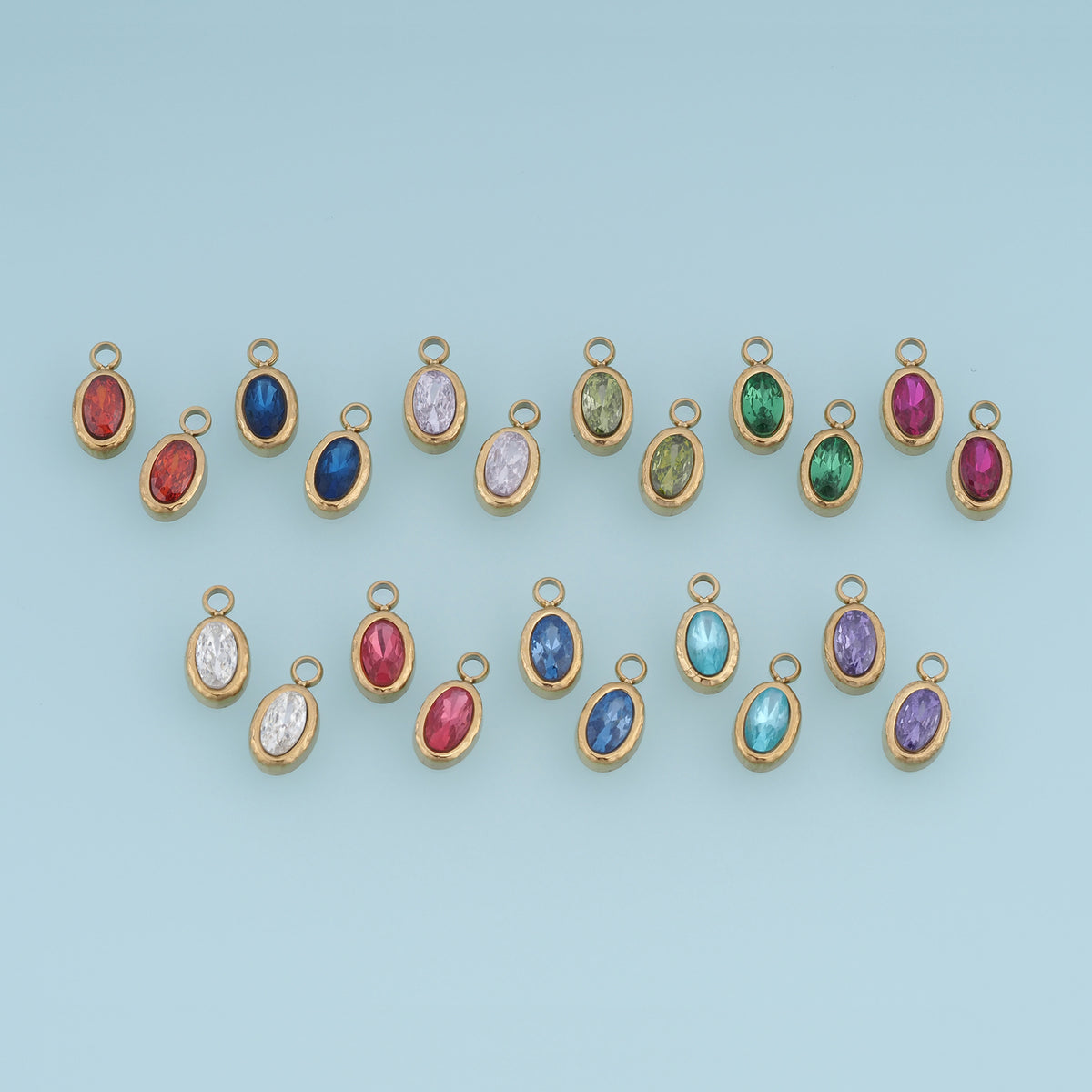 Oval Crystal Pendant,14K Gold Colorful Faceted Gemstone Charm DIY Charm for Necklace Bracelet Making