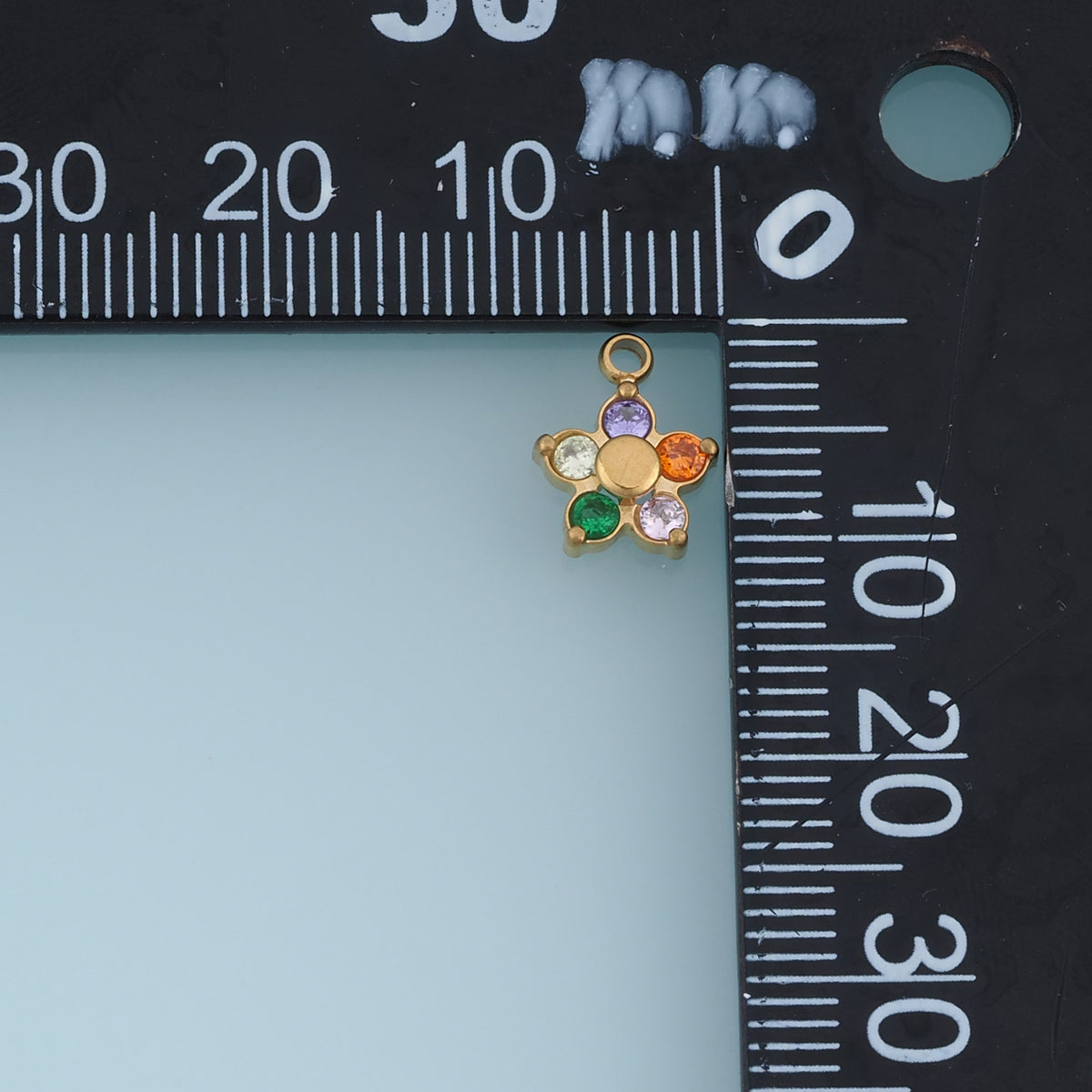 Five Petal Crystal Flower Pendant,14K Gold Colorful Floral Charm DIY Charm for Necklace Bracelet Making