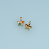 Five Petal Crystal Flower Pendant,14K Gold Colorful Floral Charm DIY Charm for Necklace Bracelet Making