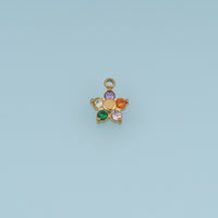 Five Petal Crystal Flower Pendant,14K Gold Colorful Floral Charm DIY Charm for Necklace Bracelet Making