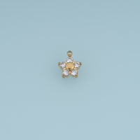 Five Petal Crystal Flower Pendant,14K Gold Colorful Floral Charm DIY Charm for Necklace Bracelet Making