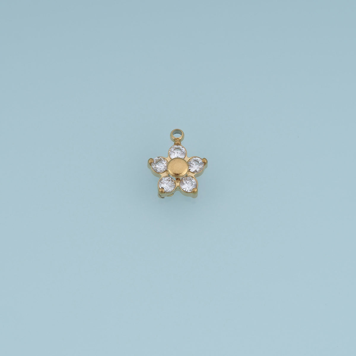 Five Petal Crystal Flower Pendant,14K Gold Colorful Floral Charm DIY Charm for Necklace Bracelet Making