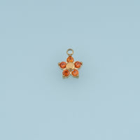 Five Petal Crystal Flower Pendant,14K Gold Colorful Floral Charm DIY Charm for Necklace Bracelet Making