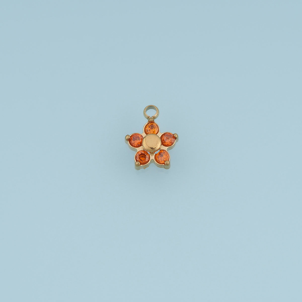 Five Petal Crystal Flower Pendant,14K Gold Colorful Floral Charm DIY Charm for Necklace Bracelet Making