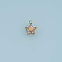 Five Petal Crystal Flower Pendant,14K Gold Colorful Floral Charm DIY Charm for Necklace Bracelet Making