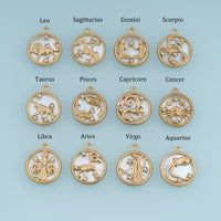 12 Zodiac Sign Charms,14K Gold Astrology Horoscope Pendants DIY Charms for Necklace Bracelet Jewelry Making