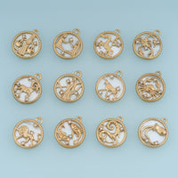 12 Zodiac Sign Charms,14K Gold Astrology Horoscope Pendants DIY Charms for Necklace Bracelet Jewelry Making