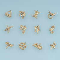 12 Zodiac Sign Charms,14K Gold Astrology Crystal Horoscope Pendants DIY Charms for Necklace Bracelet Making
