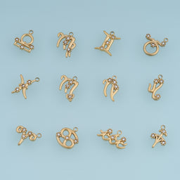 12 Zodiac Sign Charms,14K Gold Astrology Crystal Horoscope Pendants DIY Charms for Necklace Bracelet Making