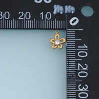 Five Petal Crystal Flower Pendant,14K Gold Silver Open Floral Charm DIY Charm for Necklace Bracelet Making