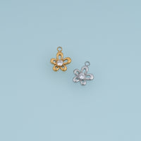 Five Petal Crystal Flower Pendant,14K Gold Silver Open Floral Charm DIY Charm for Necklace Bracelet Making