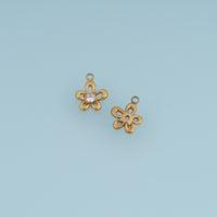 Five Petal Crystal Flower Pendant,14K Gold Silver Open Floral Charm DIY Charm for Necklace Bracelet Making