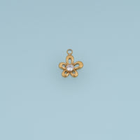 Five Petal Crystal Flower Pendant,14K Gold Silver Open Floral Charm DIY Charm for Necklace Bracelet Making