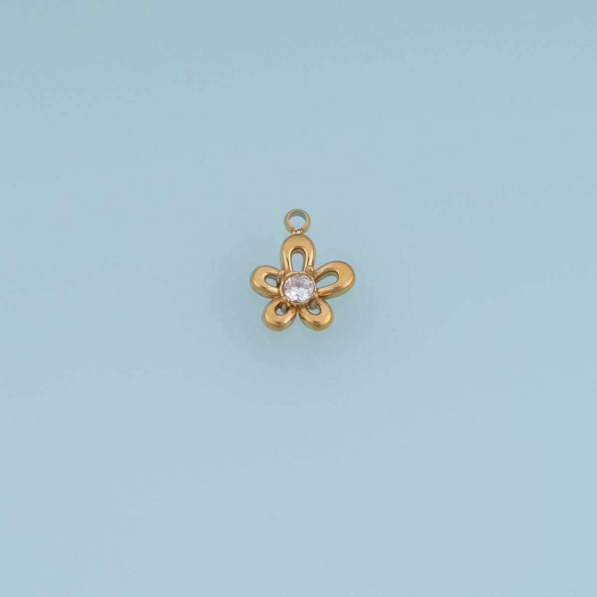 Five Petal Crystal Flower Pendant,14K Gold Silver Open Floral Charm DIY Charm for Necklace Bracelet Making
