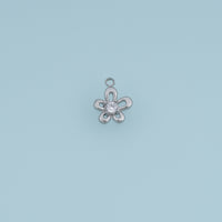 Five Petal Crystal Flower Pendant,14K Gold Silver Open Floral Charm DIY Charm for Necklace Bracelet Making