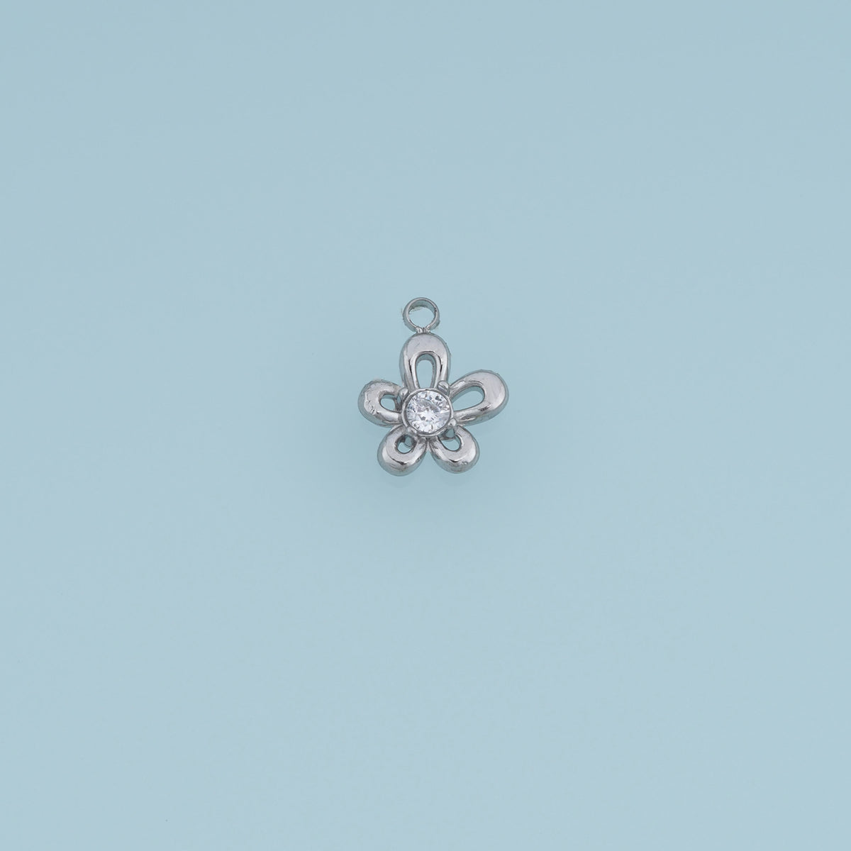 Five Petal Crystal Flower Pendant,14K Gold Silver Open Floral Charm DIY Charm for Necklace Bracelet Making